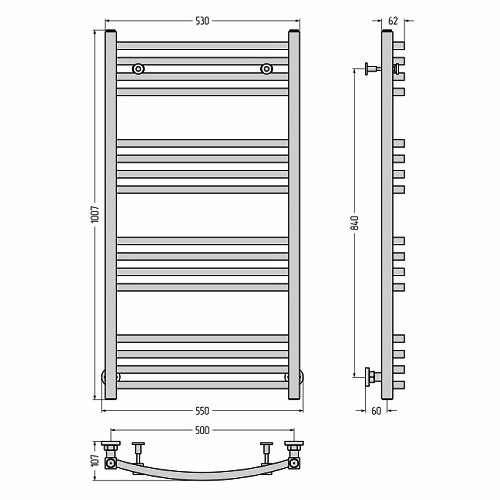 Водяной полотенцесушитель Сунержа Аркус 1000х500 (Без покрытия) Водяной полотенцесушитель Сунержа Аркус 1000х500 (Без покрытия)