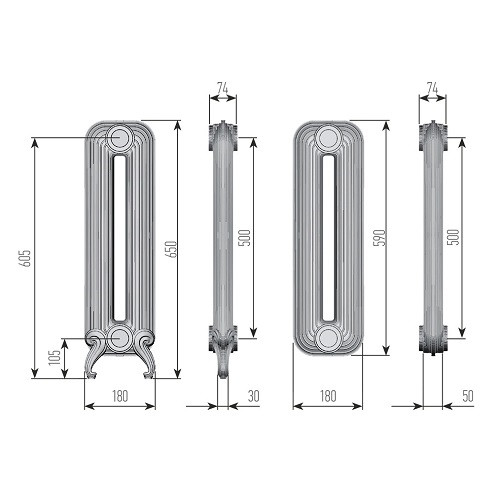 Чугунный радиатор отопления EXEMET Detroit 500/350 (1 секция)  Чугунный радиатор отопления EXEMET Detroit 500/350 (1 секция)