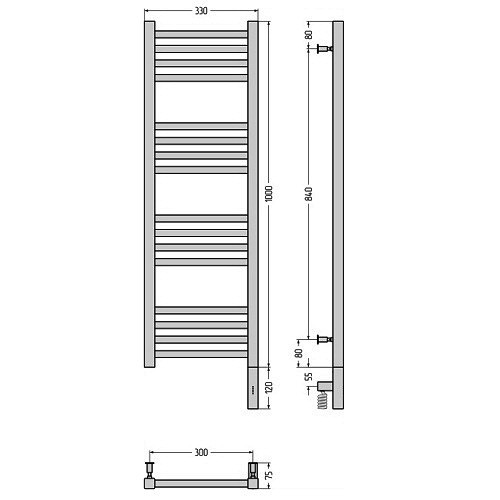 Электрический полотенцесушитель Сунержа Модус 3.0 1000х300 МЭМ правый (Без покрытия)