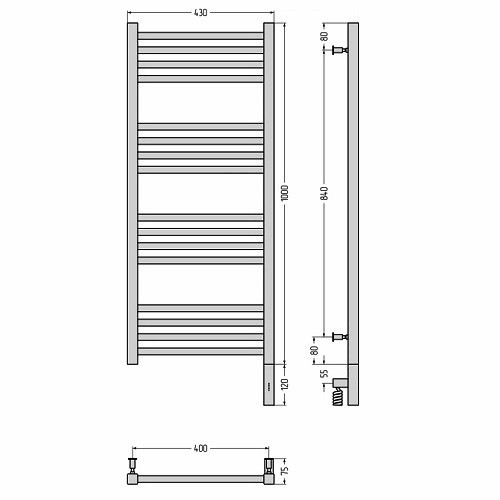 Электрический полотенцесушитель Сунержа Модус 3.0 1000х400 МЭМ правый (Без покрытия)