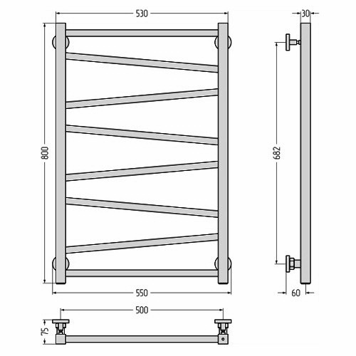 Водяной полотенцесушитель Сунержа Сирокко 800х500 (Без покрытия)