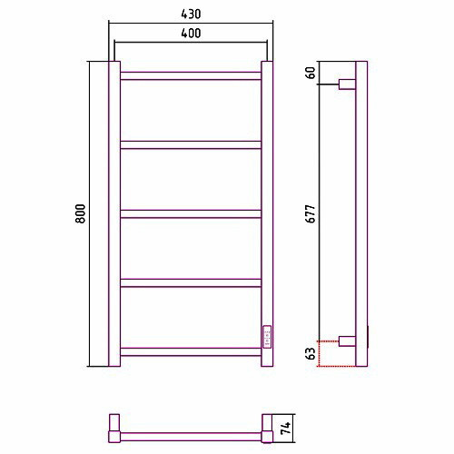 Электрический полотенцесушитель Стилье Формат 26 800х400, правый, белый Электрический полотенцесушитель Стилье Формат 26 800х400, правый, белый
