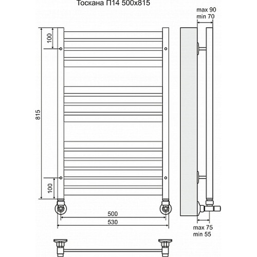 Водяной полотенцесушитель Terminus "Тоскана" П14 500х815