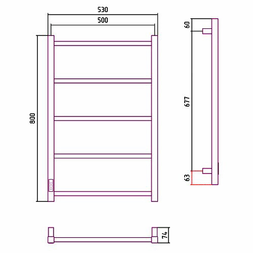Электрический полотенцесушитель Стилье Формат 26 800х500, левый, белый 