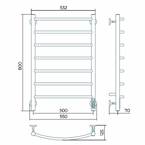 Электрический полотенцесушитель Larusso Классик КС П7 500х800, RAL 9003 (сигнальный белый)