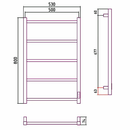 Электрический полотенцесушитель Стилье Формат 26 800х500, правый, матовый белый