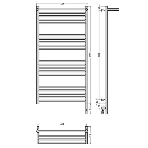 Электрический полотенцесушитель Сунержа Богема 3.0 с полкой 1200х600 МЭМ правый (Без покрытия) Электрический полотенцесушитель Сунержа Богема 3.0 с полкой 1200х600 МЭМ правый (Без покрытия)