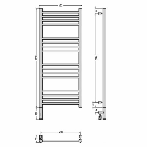 Электрический полотенцесушитель Сунержа Богема 3.0 прямая 1000х400 МЭМ левый (Без покрытия)