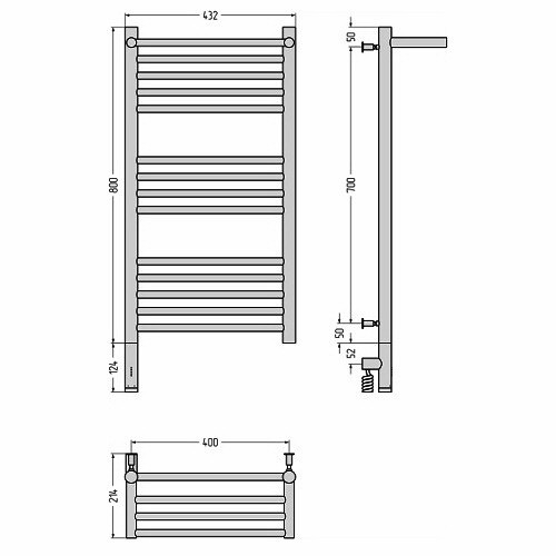 Электрический полотенцесушитель Сунержа Богема 3.0 с полкой 800х400 МЭМ левый (Без покрытия) Электрический полотенцесушитель Сунержа Богема 3.0 с полкой 800х400 МЭМ левый (Без покрытия)