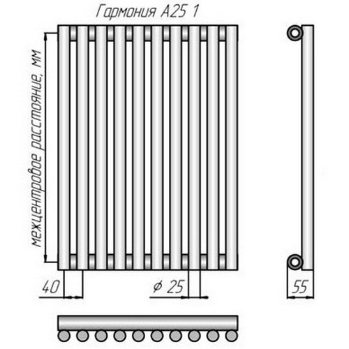 Стальной трубчатый радиатор отопления КЗТО Гармония А25 1-300-4 Стальной трубчатый радиатор отопления КЗТО Гармония А25 1-300-4