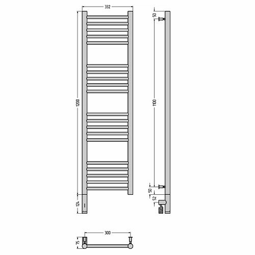 Электрический полотенцесушитель Сунержа Богема 3.0 прямая 1200х300 МЭМ левый (Без покрытия)