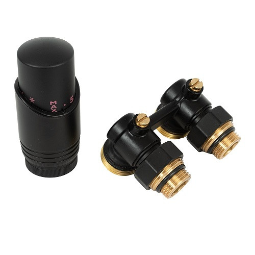 Комплект для нижнего подключения Delta угловой D=50 мм, G 3/4 x 3/4 с термоголовкой M30x1,5 (Черный матовый) Комплект для нижнего подключения Delta угловой D=50 мм, G 3/4 x 3/4 с термоголовкой M30x1,5 (Черный матовый)