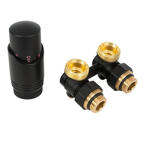 Комплект для нижнего подключения Delta угловой D=50 мм, G 3/4 x 3/4 с термоголовкой M30x1,5 (Черный матовый) Комплект для нижнего подключения Delta угловой D=50 мм, G 3/4 x 3/4 с термоголовкой M30x1,5 (Черный матовый)