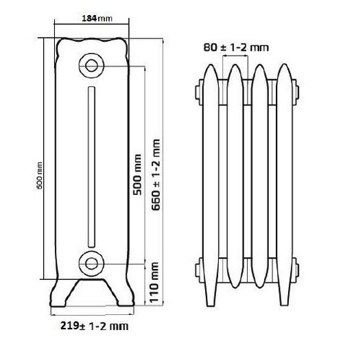 Чугунный радиатор отопления РАДIМАКС WINDSOR 500 (1 секция)  Чугунный радиатор отопления РАДIМАКС WINDSOR 500 (1 секция)