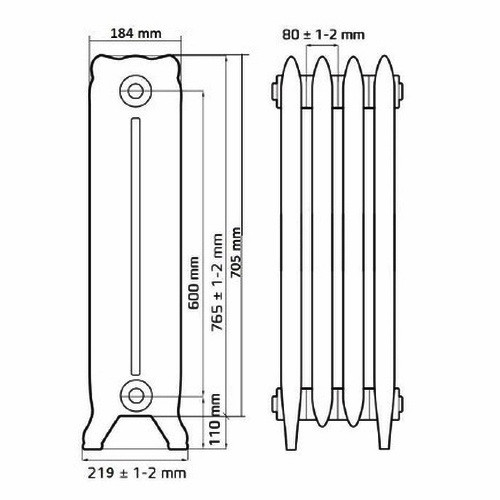 Чугунный радиатор отопления РАДIМАКС WINDSOR 600 (1 секция)  Чугунный радиатор отопления РАДIМАКС WINDSOR 600 (1 секция)