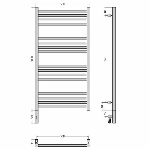 Электрический полотенцесушитель Сунержа Модус 3.0 1000х500 МЭМ левый (Без покрытия) Электрический полотенцесушитель Сунержа Модус 3.0 1000х500 МЭМ левый (Без покрытия)