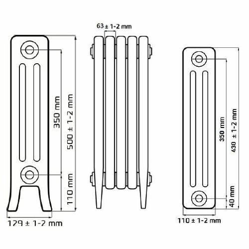 Чугунный радиатор отопления РАДIМАКС LOFT 350 (1 секция)  Чугунный радиатор отопления РАДIМАКС LOFT 350 (1 секция)