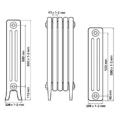 Чугунный радиатор отопления РАДIМАКС LOFT 500/110 (1 секция) Чугунный радиатор отопления РАДIМАКС LOFT 500/110 (1 секция)