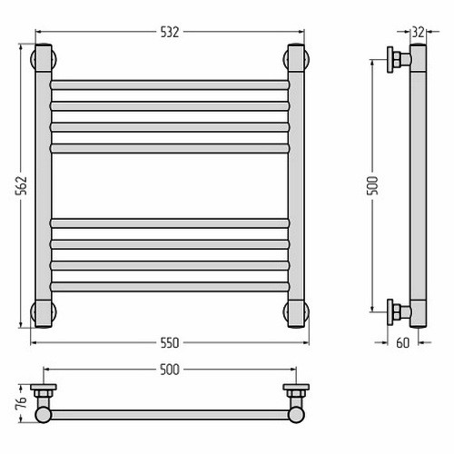 Водяной полотенцесушитель Сунержа Богема+ прямая 500х500 (Без покрытия)