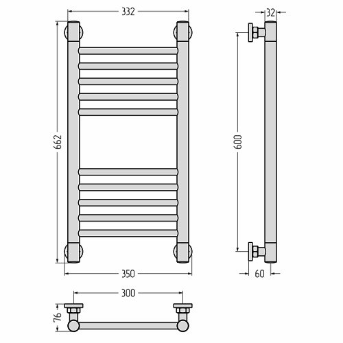 Водяной полотенцесушитель Сунержа Богема+ прямая 600х300 (Без покрытия)