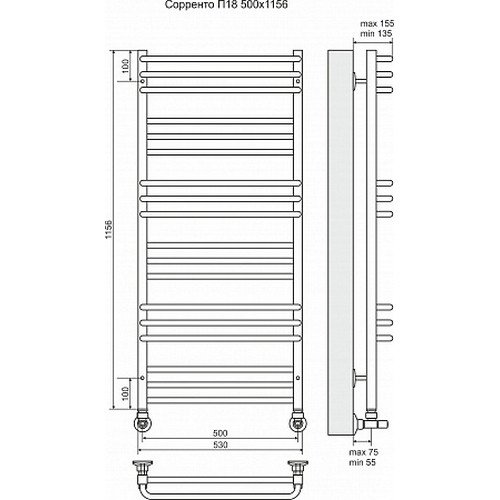 Водяной полотенцесушитель Terminus "Соренто" П18 500х1156