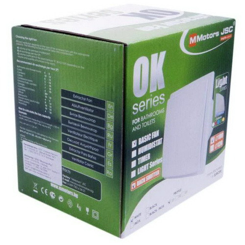 Бытовой вентилятор MMotors ОК 100 квадратный, белый с закрытой панелью