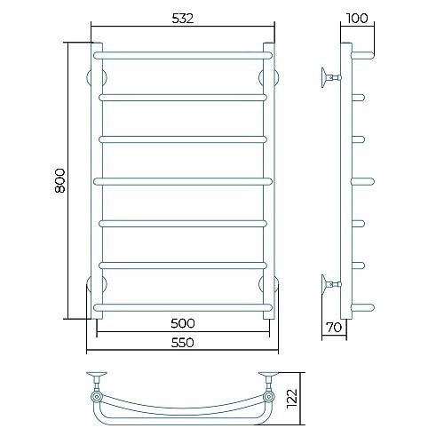 Водяной полотенцесушитель Larusso Евромикс П7 500х800