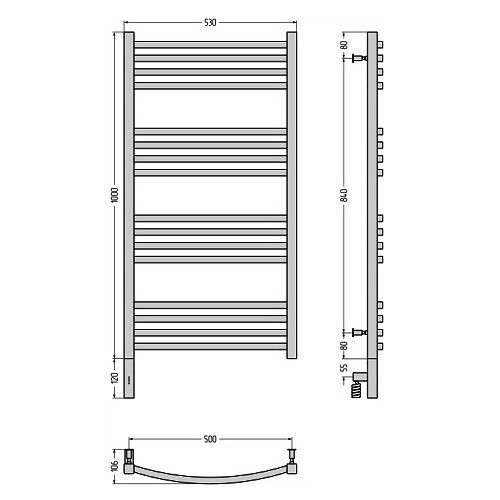 Электрический полотенцесушитель Сунержа Аркус 3.0 1000х500 МЭМ левый (Без покрытия)