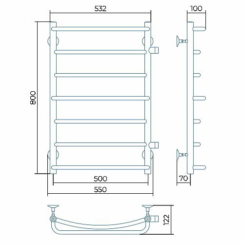 Водяной полотенцесушитель Larusso Евромикс БП П7 500х800 БП 500 Водяной полотенцесушитель Larusso Евромикс БП П7 500х800 БП 500