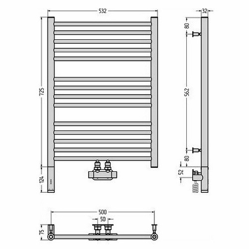 Комбинированный полотенцесушитель Сунержа Богема EU50+ 3.0 прямая 800х500 (Без покрытия)