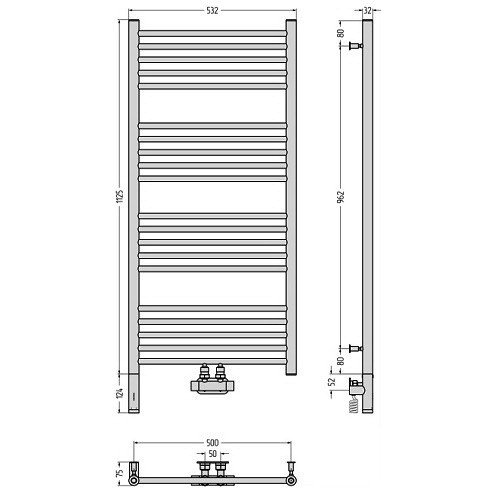 Комбинированный полотенцесушитель Сунержа Богема EU50+ 3.0 прямая 1200х500 (Без покрытия)