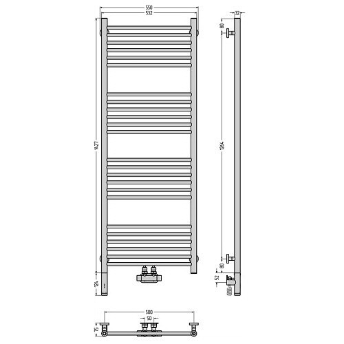 Комбинированный полотенцесушитель Сунержа Богема EU50+ 3.0 прямая 1500х500 (Без покрытия)