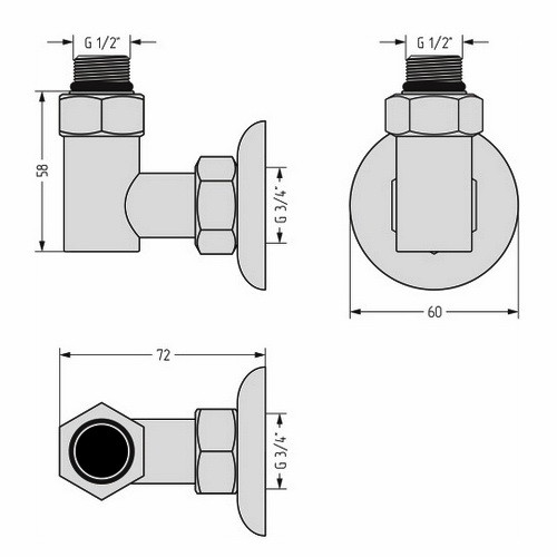 Набор комплектующих для ПС Стилье (G 1/2" НР х G 3/4" НГ) 2 шт (Без покрытия)