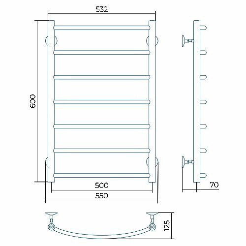 Водяной полотенцесушитель Larusso Классик П7 500х800 Водяной полотенцесушитель Larusso Классик П7 500х800